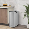 46L Stainless Steel Trash Can with Soft-Closing Wing Lids and Removable Inner Bucket-Silver