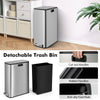 46L Stainless Steel Trash Can with Soft-Closing Wing Lids and Removable Inner Bucket-Silver