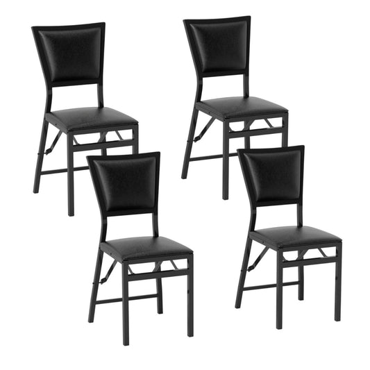 Steel Folding Chair Set of 4 arranged in a group on a plain white background