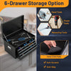 Steel Tool Box Chest Case with 6 Drawers Top Storage Automatic Lock-Black