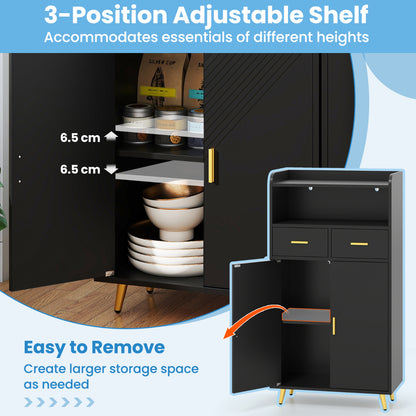 Storage Cabinet with 2 Drawers and 2 Doors-Black
