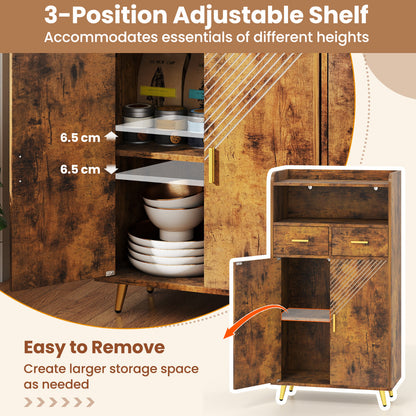 Storage Cabinet with 2 Drawers and 2 Doors-Rustic Brown