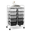 Storage Rolling Cart with 10-Drawer for Tools Scrapbook Paper Organising-Black &amp;amp; Grey