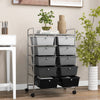 Storage Rolling Cart with 10-Drawer for Tools Scrapbook Paper Organising-Black &amp;amp; Grey
