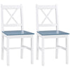 HOMCOM Dining Chairs Set of 2, Pine Wood Kitchen Chairs with Cross Back, Solid Structure for Living Room and Dining Room, White