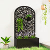 Outsunny Metal Garden Bed for Garden with Trellis, Wall Mounted or Freestanding Raised Planter with Curved Privacy Screen
