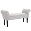 HOMCOM Small Bench, Upholstered Window Seat with Arms and Wooden Legs, Modern Shoe Bench for Entryway, Living Room, Bedroom, Greyish White