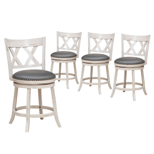 Swivel 64cm Hand-Antiqued Stool Set of 4 shown together against a plain white background