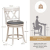 Swivel 64cm Hand-Antiqued Stool Set of 4 with Wider Padded Seat