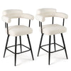 Swivel Bar Stool Set of 2 Counter Height Chairs with Curved Back-White