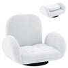 Swivel Floor Chair with Adjustable Backrest and Armrests-White