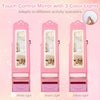 Swivel Kids Jewelry Cabinet with Full-Length Mirror and Lights-Pink