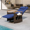 Outdoor 360° Swivel Rattan Recliner Chair with Adjustable Backrest and Footrest-Navy