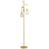 HOMCOM 3-Light Floor Lamp, 170cm Industrial Dimmable Standing Lamp with Steel Wire Cage Lampshades for Living Room, Bedroom, Dining Room, Study, Gold Tone
