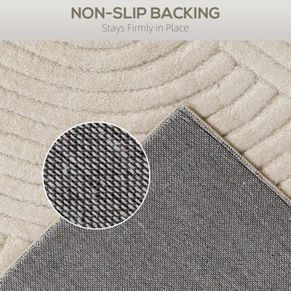 HOMCOM Modern Geometric Rug, Thick & Plush, Non-Slip, 160 x 120 cm - Cream, Living Room/Bedroom/Office