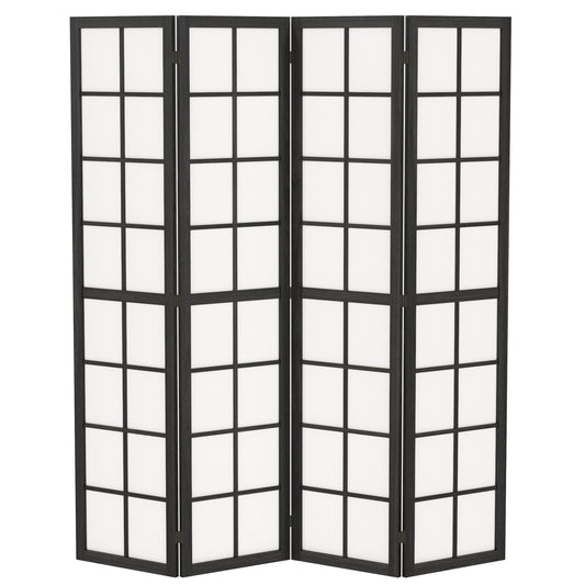 HOMCOM 4 Panel Folding Room Divider, Freestanding Room Separator, Indoor Privacy Screen for Living Room, Bedroom, Black