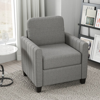 HOMCOM Modern Boxy Linen-Look Armchair in Light Grey