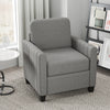 HOMCOM Modern Boxy Linen-Look Armchair - Light Grey