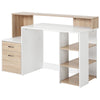 HOMCOM Computer Desk with Drawers and Storage Shelves, Office Desk Writing Table with Printer Stand, Large Workstation for Study Play Work Home Office, 137 x 55 x 92cm, Oak