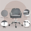 HOMCOM Office Chair, Swivel Desk Chair, Velvet-Feel Fabric Vanity Chair with Adjustable Height and Rolling Wheels for Home Work Study, Grey
