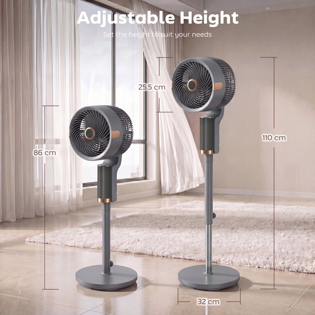 HOMCOM 20 dB Silent Standing Fan in Grey