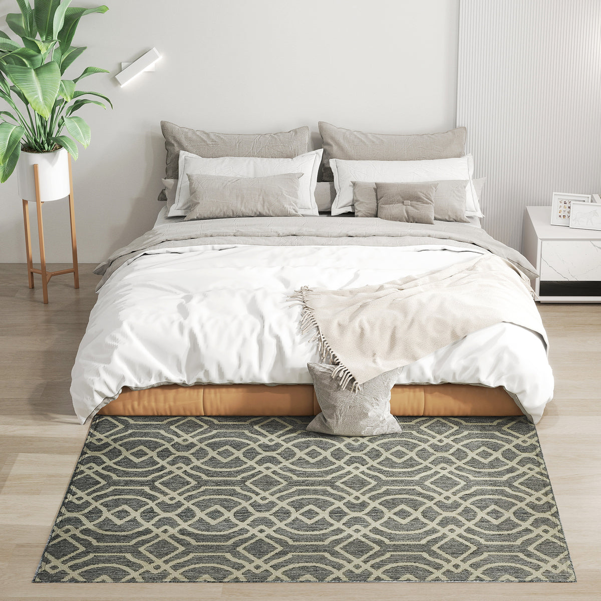 HOMCOM UV Resistant Indoor & Outdoor Area Rug in Grey