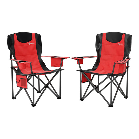 Outsunny Set of 2 Folding Camping Chairs in Red