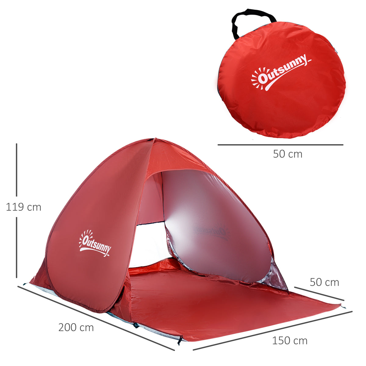 Outsunny Pop-up Portable Beach Tent in Red