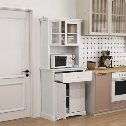 HOMCOM 4-Door Kitchen Cupboard with Drawer in White