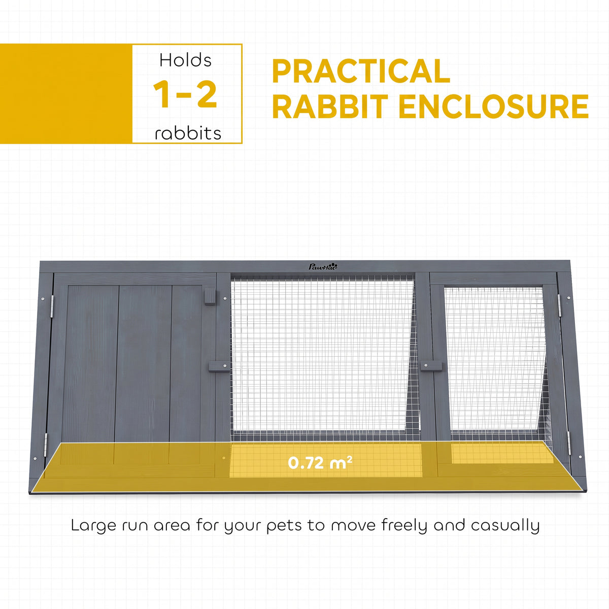PawHut Rabbit Hutch in Grey