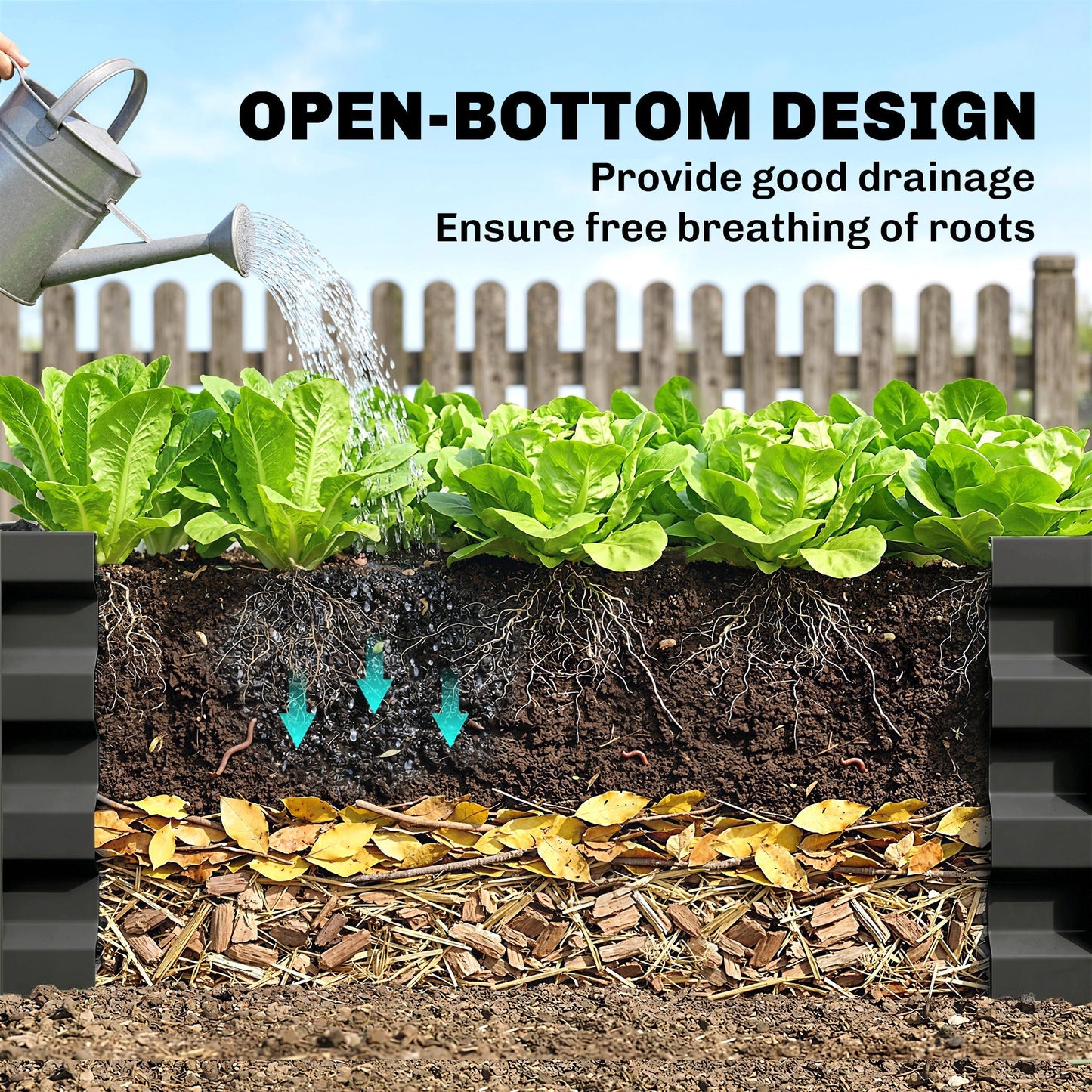 Outsunny Set of Two 100 x 60cm Steel Planter Boxes - Grey