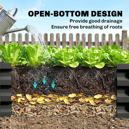Outsunny Set of Two 100 x 60cm Steel Planter Boxes - Grey