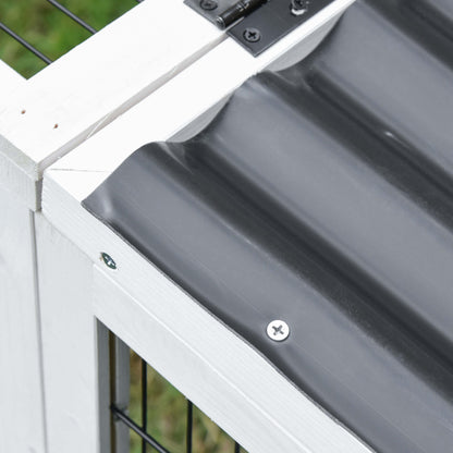 PawHut Guinea Pigs Hutches Wooden Small Rabbits Hutches Pet Run Cover Indoor Outdoor, Grey