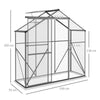 Outsunny 6 x 2.5ft Polycarbonate Greenhouse Walk-In Green House with Rain Gutter, Sliding Door, Window, Foundation, Dark Grey
