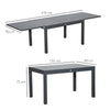 Outsunny Extendable Garden Table 135-270cm x 90cm x 75cm, 10 Seater Outdoor Dining Table with Aluminium Frame for Lawn, Balcony and Backyard, Grey
