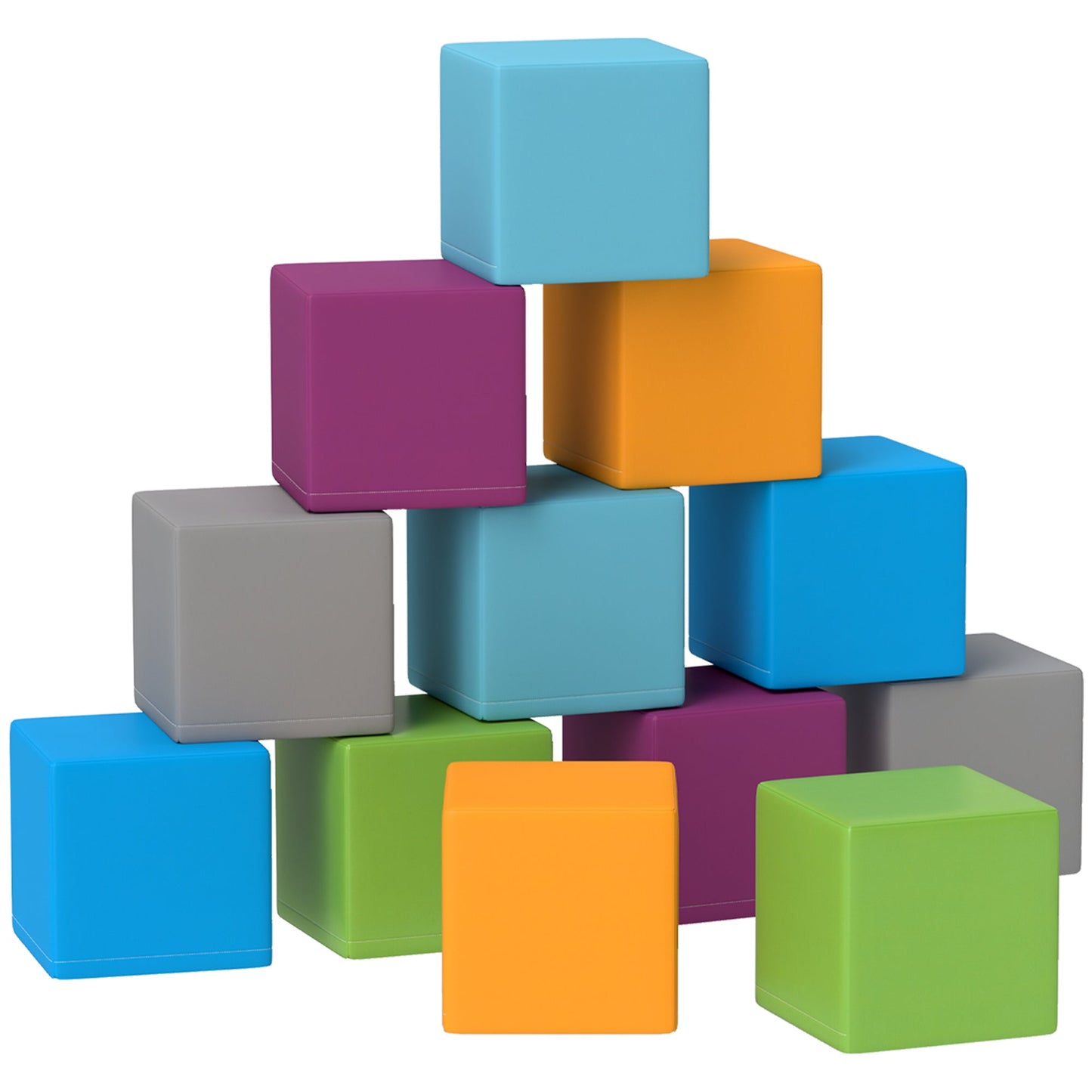 HOMCOM 12 PCs Soft Play Blocks, Soft Foam Toy, Building and Stacking Blocks for Kids, Multi-colour