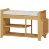 HOMCOM Shoe Bench 2-Tier Boot Section Entryway Storage Bench Cushioned Seat 100 x 30 x 50 cm Natural and Cream