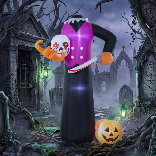 Outsunny 6 FT Halloween Inflatable Headless Skeleton in Purple