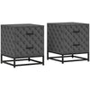 HOMCOM Bedside Tables Set of 2, Modern Bedside Table Nightstand with 2 Drawers, Bedside Cabinet Sofa Side Table with Storage, Steel Legs for Bedroom, Living Room, Grey