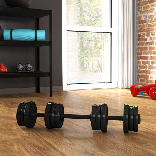 SPORTNOW Adjustable Weight Barbell & Dumbbells Set in Black and Green