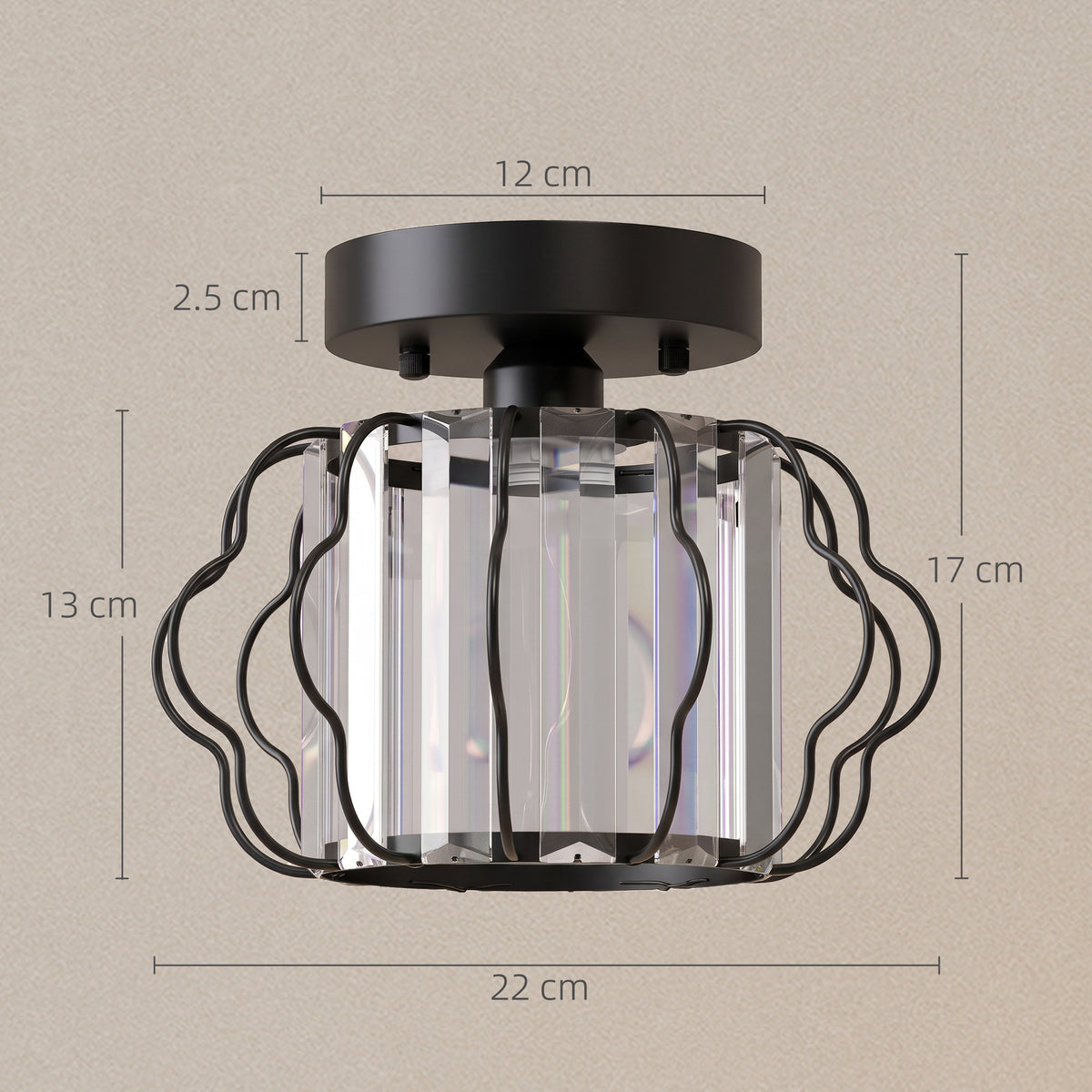 HOMCOM Crystal Ceiling Light Fixtures in Black