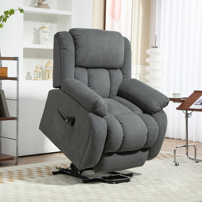 HOMCOM Recliner Armchair Lift Chair, Electric Recliner Chair with Vibration Massage and Heat, Wide Seat, USB Port, Grey