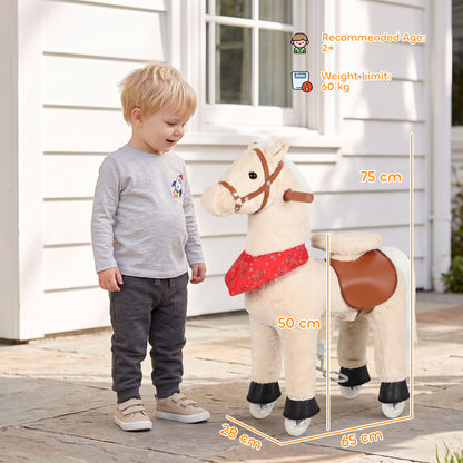 Ride on Horse Pedal Ride On Walking Horse Toy Rotatable Head Neighing Sound in Light Brown
