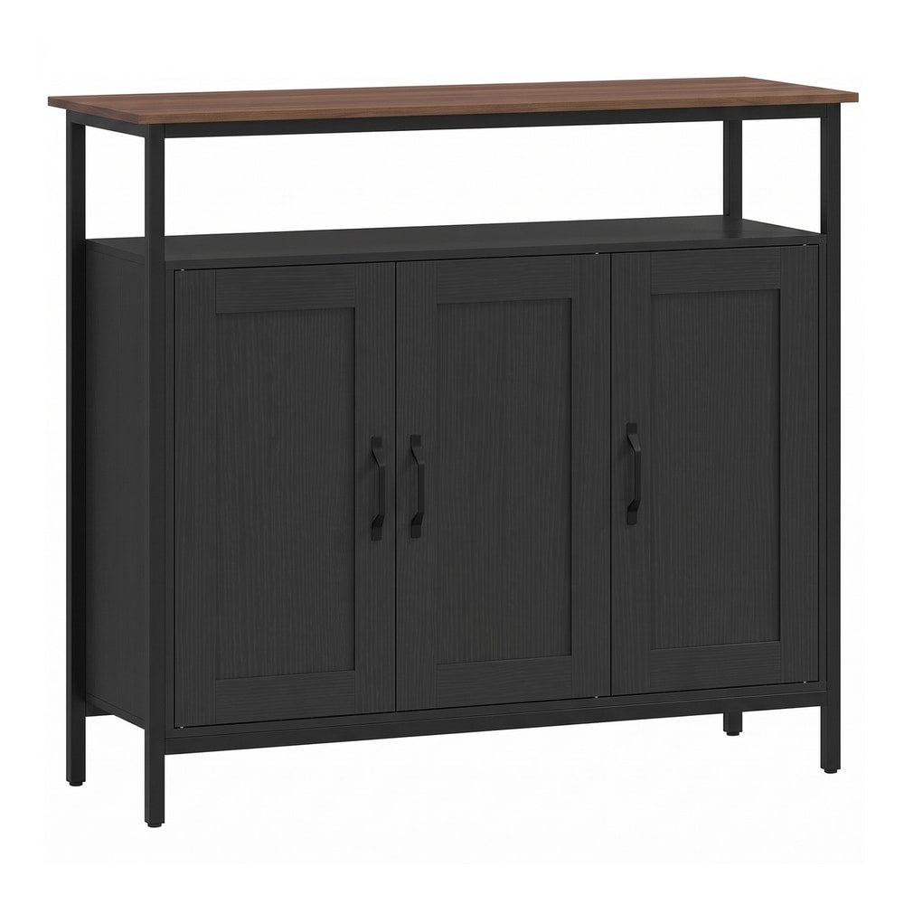 HOMCOM Industrial Kitchen Sideboard with Open Shelf in Black