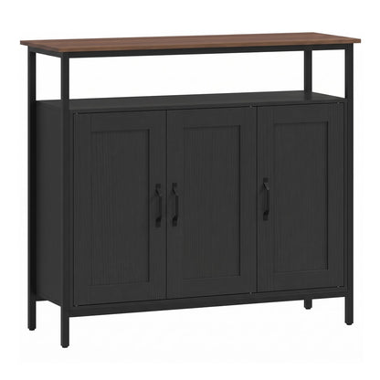 HOMCOM Industrial Kitchen Sideboard with Open Shelf in Black