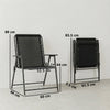 Outsunny Folding Garden Chairs Set of 2, Outdoor Dining Chairs with Wide Texteline Seat, High Back and Armrests, Black