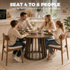 HOMCOM Dining Table for 4-6 People Modern Kitchen Table with Slatted Base 120 cm Round Light Walnut