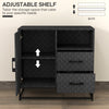 HOMCOM Sideboard with Adjustable Shelf, Freestanding Sideboard Storage Cabinet with Open Compartment and 2 Drawers, Black