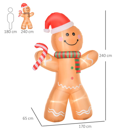 HOMCOM 8ft Christmas Inflatable Gingerbread Man in Yellow