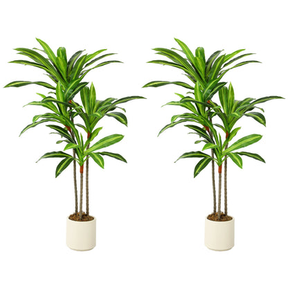 HOMCOM 120cm Lifelike Fake Tree, Artificial Dracaena Tree with Bendable Trunks, Green